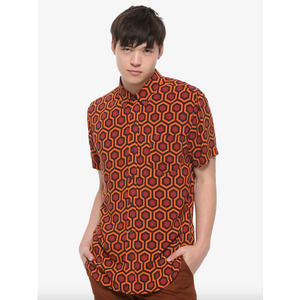The Shining Overlook Hotel Carpet Button Down Shirt "NWT"